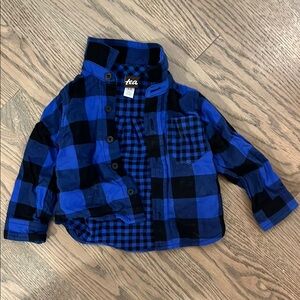 Tea Collection Blue and Black Button Down Shirt